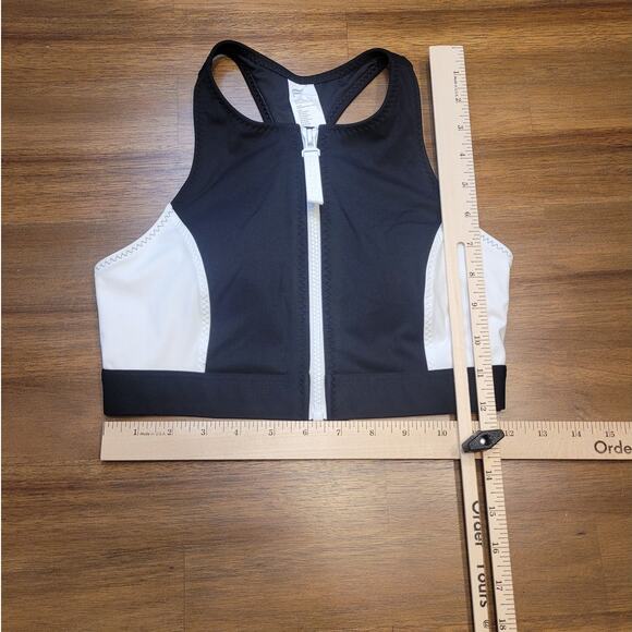 Fabletics Black White Zip Racerback Swim Top XS - Picture 8 of 9